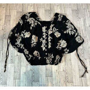 Pinky blouse Womens Garden‎ Botanical Floral boho bohemian  Crop babydoll Sz P